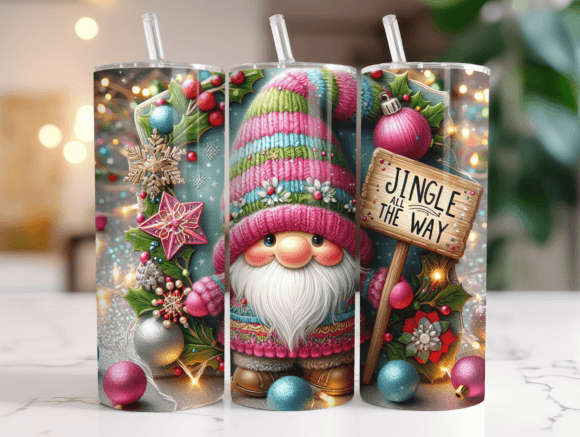 20 Oz Christmas Gnome Wrap Design Graphics