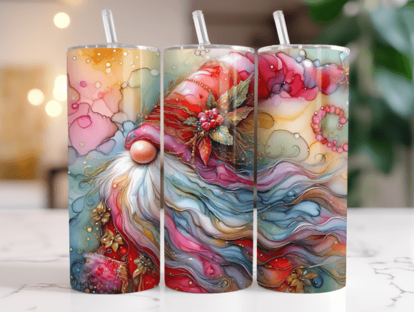 20oz Christmas Gnome Tumbler PNG Wrap: Graphics for Festive Tumbler Wraps