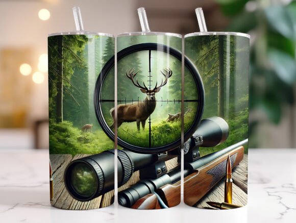 20oz Deer Hunting Tumbler Wrap PNG