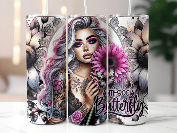 AntiSocial Butterfly Tumbler Wrap Graphics