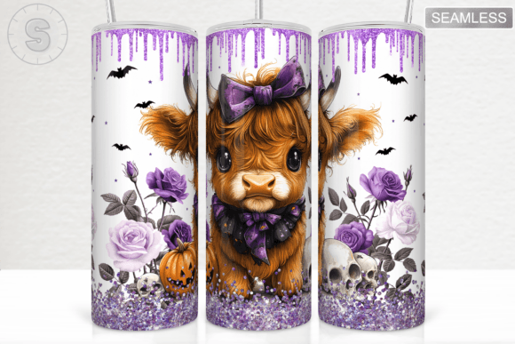 Baby Highland Cow Halloween Tumbler Wrap Graphics