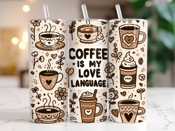 Boho Coffee Love Quote Tumbler Wrap Graphics