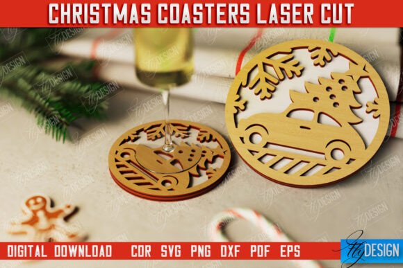 Christmas Coaster Cup Coaster Holidays: Laser Cutting & Winter Amp