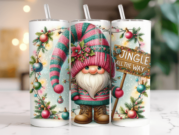Christmas Gnome 20 Oz Tumbler Wrap Png Graphics