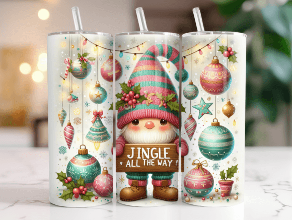 Christmas Gnome 20oz Tumbler Wrap Png