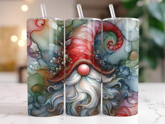 Christmas Gnome Tumbler 20oz Wrap PNG: Graphics for Festive Tumbler Wraps