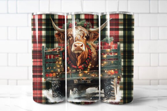 Christmas Highland Cow 20oz Tumbler Graphics & Illustrations