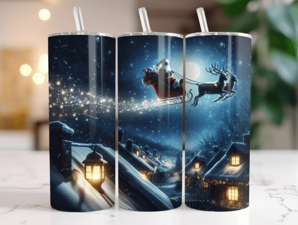 Christmas Night Santa Claus Tumbler Wrap: Graphics for Festive Tumbler Wraps