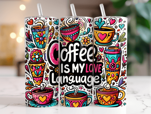 Coffee Floral Pattern Graphics for Tumbler Wraps