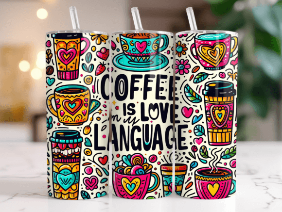 Colorful Coffee Floral 20oz Tumbler Wrap