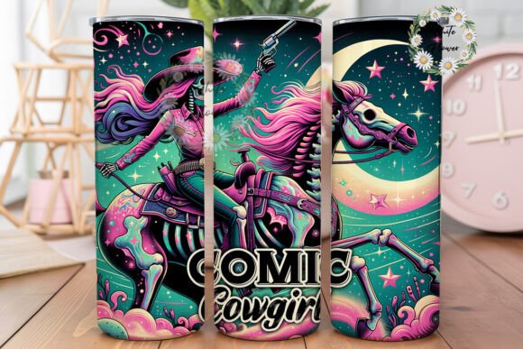 Cosmic Cowgirl Cowboy Skeleton Tumbler Graphics
