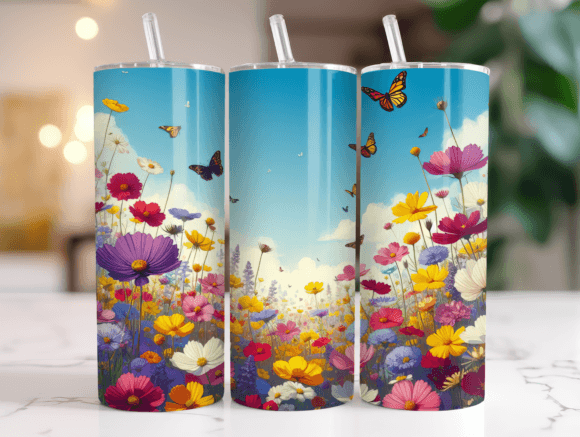 Elegant Wildflower Tumbler Wrap PNG: Graphics for Tumbler Wraps