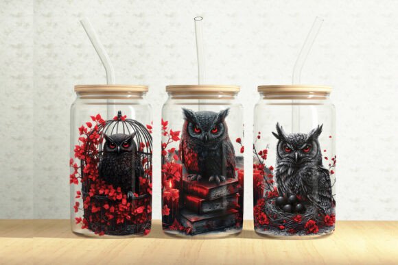 Gothic Owls Tumbler Wrap: Graphics & Illustrations