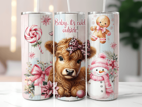 Highland Cow Christmas 20 Oz Skinny Wrap Graphics