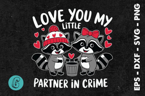 Love Raccoons Retro Valentine’s SVG: Graphics & Print Templates