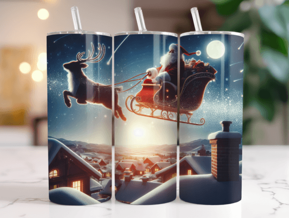 Moonlit Santa Sleigh Tumbler Wrap