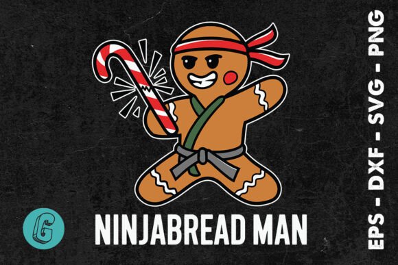 Ninjabread Man Happy Gingerbread SVG: Graphics for Print Templates