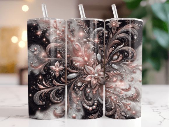 Pink Glitter Cow Skinny 20oz Tumbler PNG Graphics