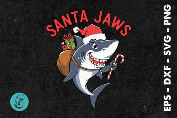 Santa Jaws Happy Christmas Puns SVG: Graphics & Print Templates
