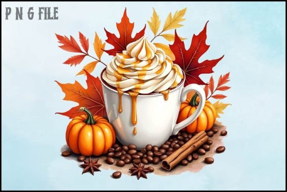 Watercolor Autumn Cup Clipart PNG for Crafts & Graphics